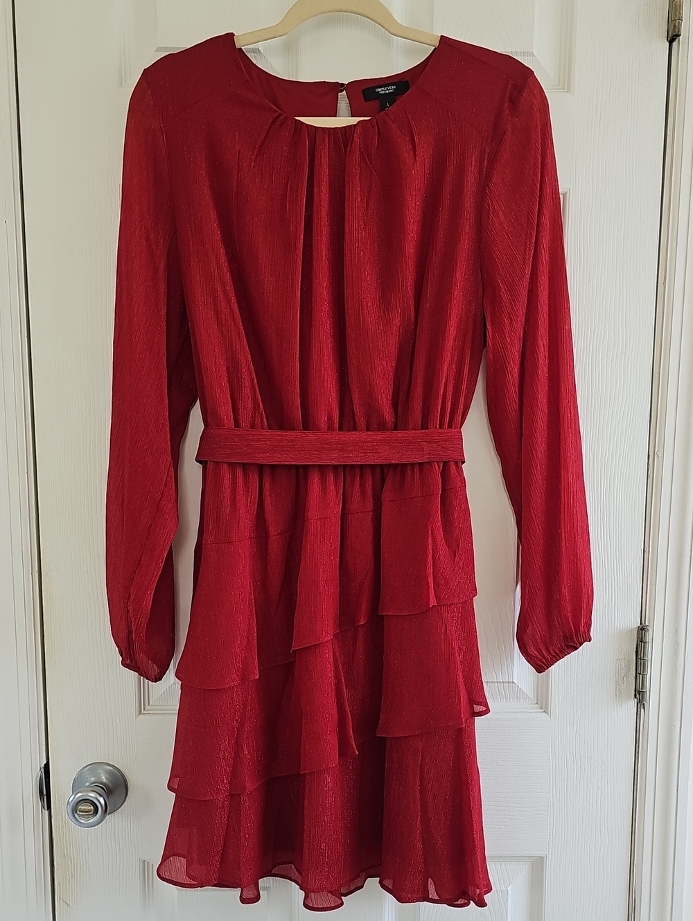 Simply Vera Vera Wang Red Long-Sleeve Tiered Dress